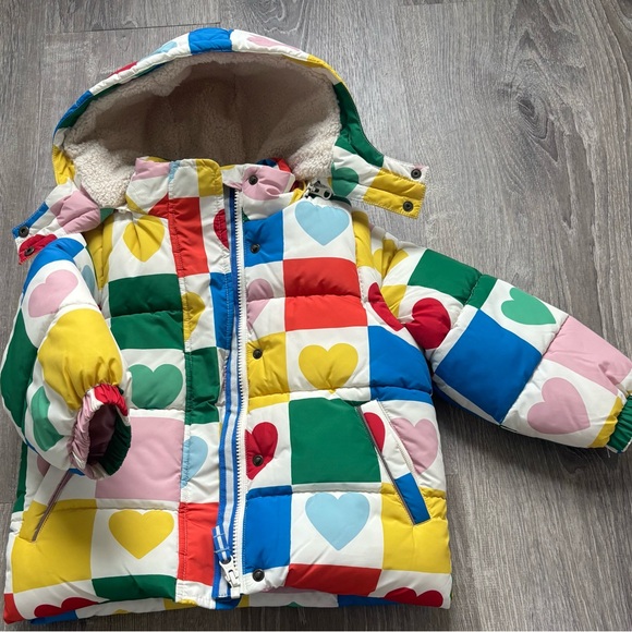 Mini Boden Multicolor Heart Patch 2 in 1 Best Winter Jacket size 3-4YR